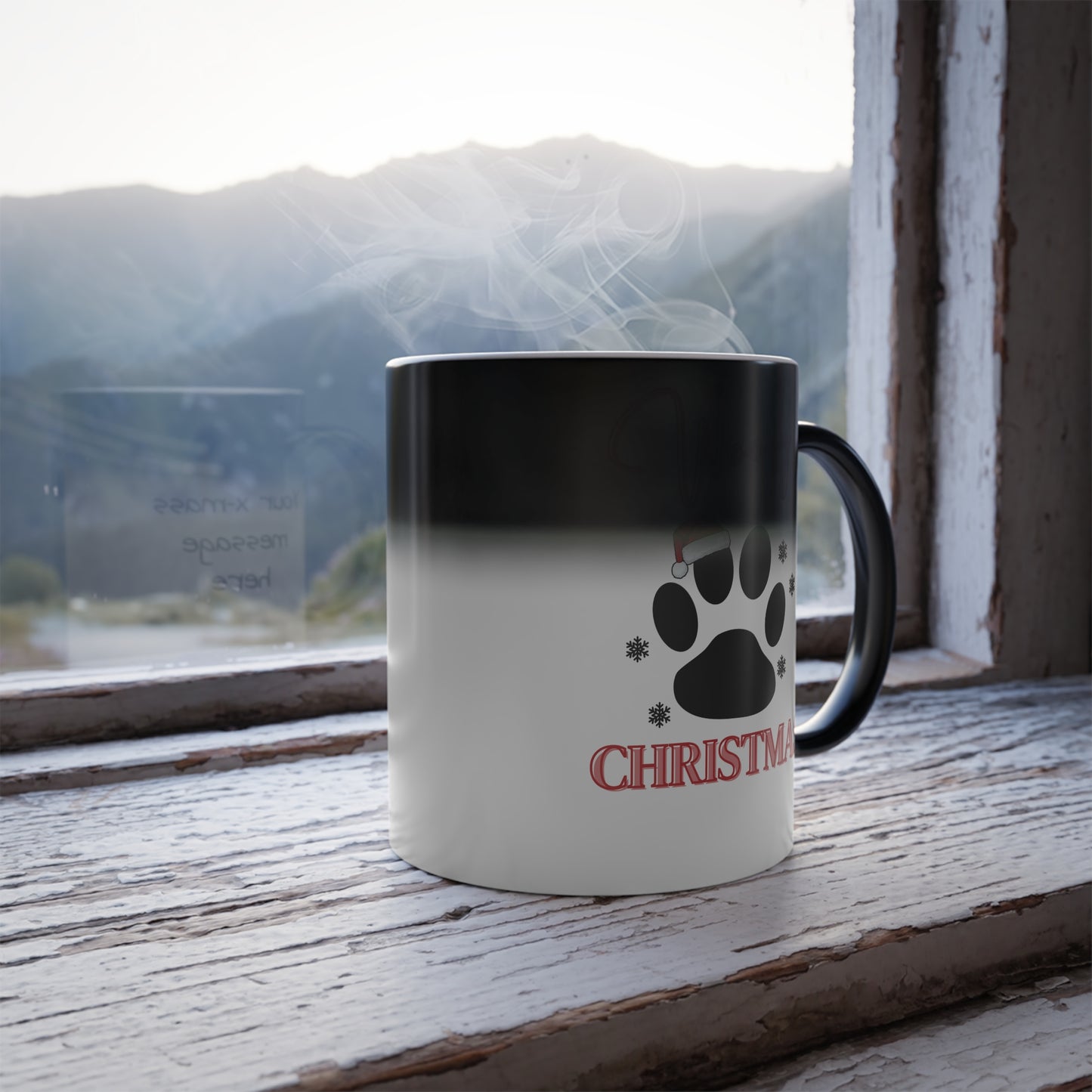 Color Morphing Mug - Christmas Color Changing Mug with 'Christmas Love for the Furry Ones' Message